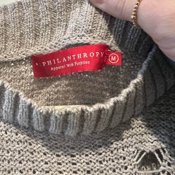 n:Philanthropy Distressed Crop Sweater M - Picture 5 of 6